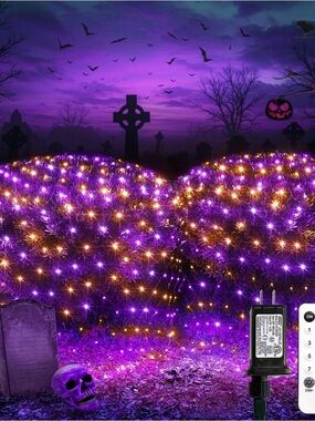 360 LED Halloween Net Lights 12x5ft Orange & Purple Waterproof Remote
